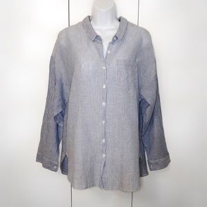 Olive & Pim blue striped button down top
